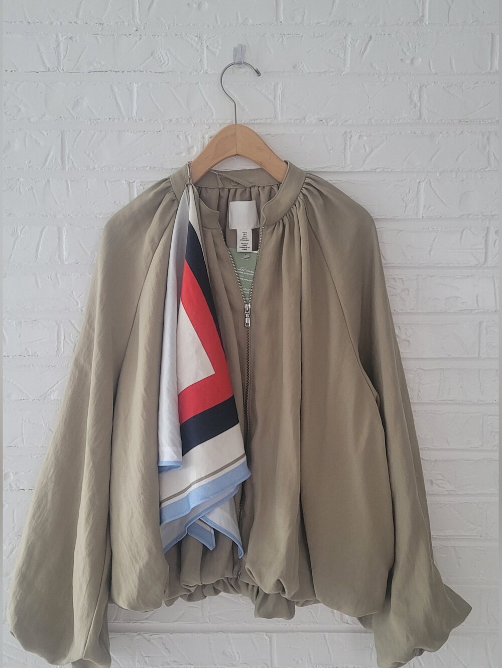 H&M Bubble Hem Jacket with Decorative Neck Scarf Size S - Picture 5 of 7